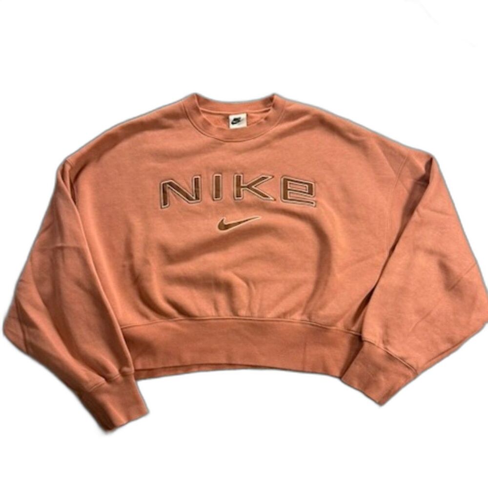 Nike Sportswear Oversized Crop Crewneck Sweatshirt Womens Small Embroidered Logo